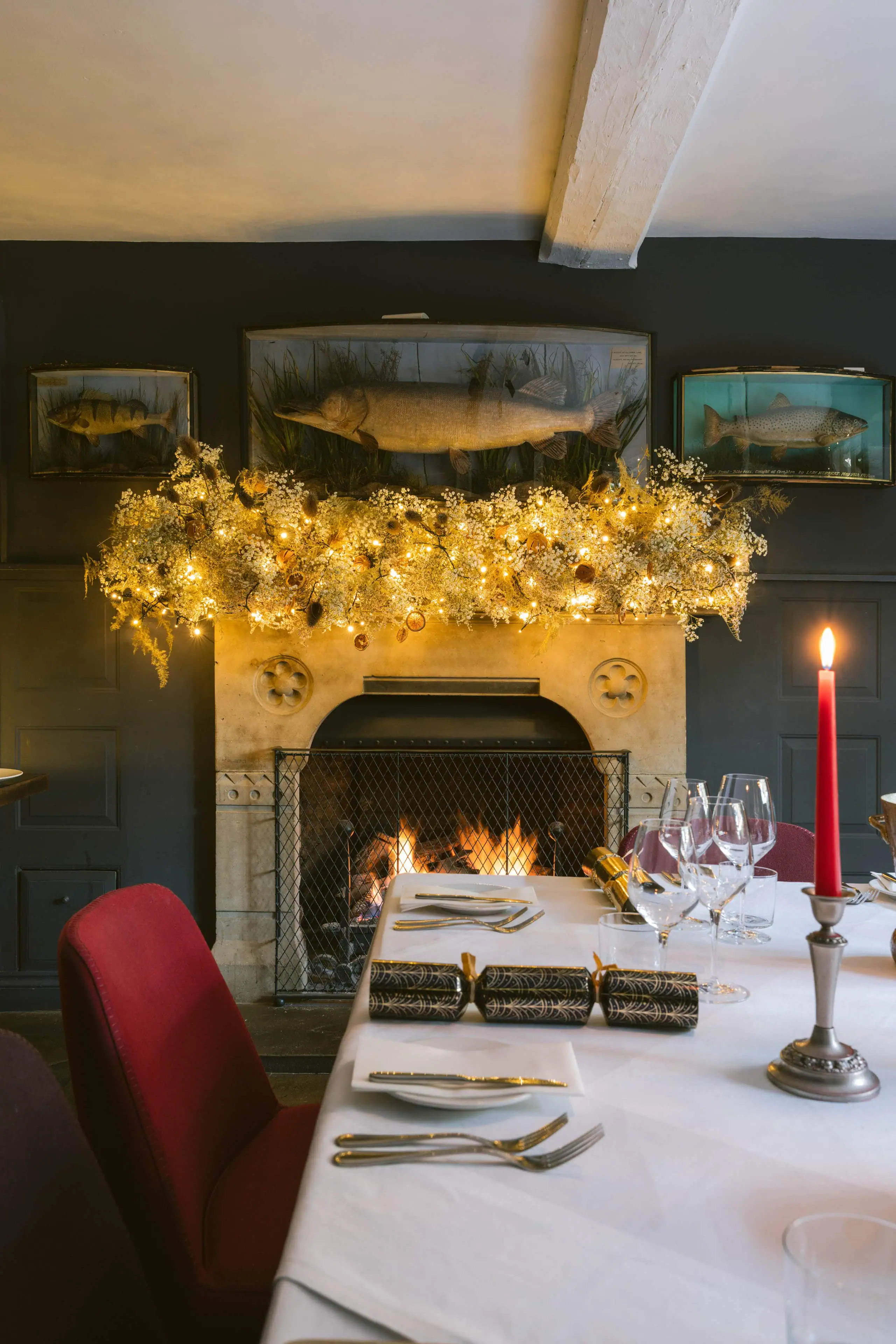 0013 - 2022 - Parsonage Grill - Oxford - High Res - Pike Room Fireplace Private Dining Festive Christmas Party - Web Hero